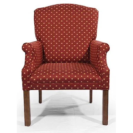 Upholstered Chair with Rolled Arms and Wood Legs